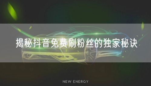 揭秘抖音免费刷粉丝的独家秘诀