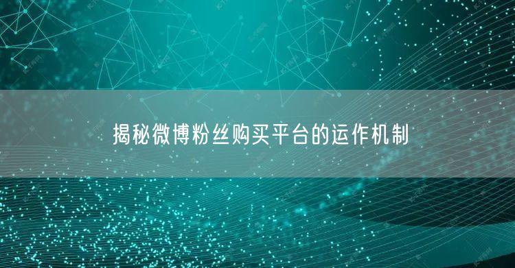揭秘微博粉丝购买平台的运作机制