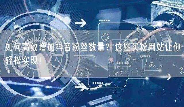 如何高效增加抖音粉丝数量？这些买粉网站让你轻松实现！