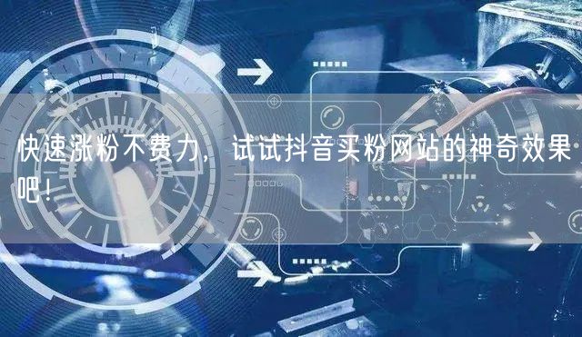 快速涨粉不费力，试试抖音买粉网站的神奇效果吧！